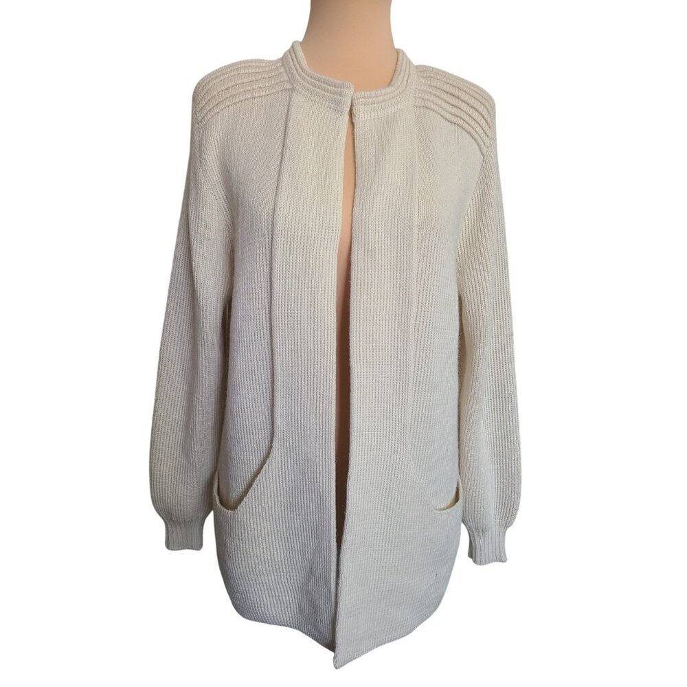 Simply Natural Sweater Womens Medium Cream Baby Alpaca Cardigan Soft Cozy OS NWT